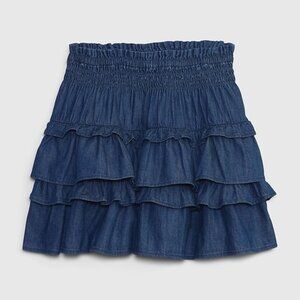 Gap × LoveShackFancy Denim Flippy Skirt in Medium Wash Size XL